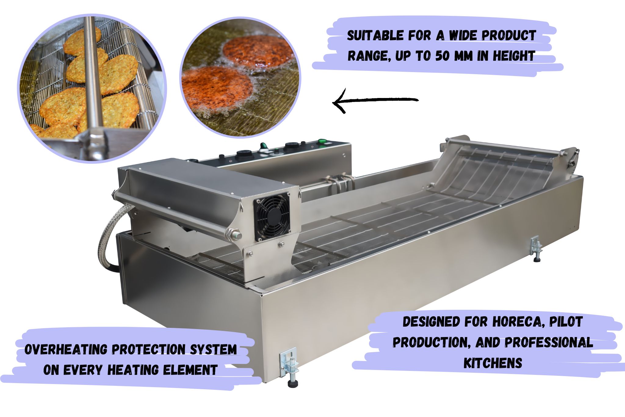 basic version of continuous conveyor fryer