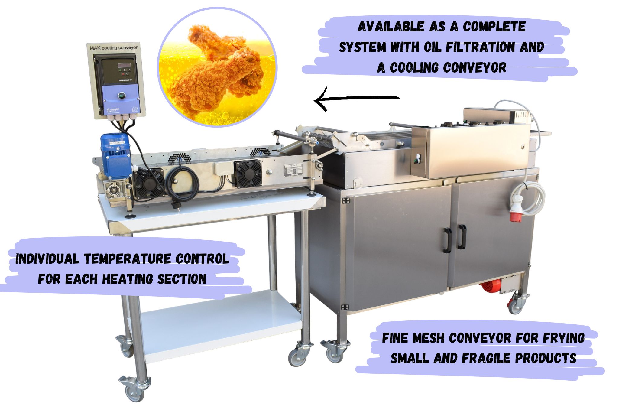 many options for continuous conveyor fryer